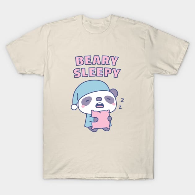 Cute Yawning Panda Beary Sleepy Pun T-Shirt by rustydoodle